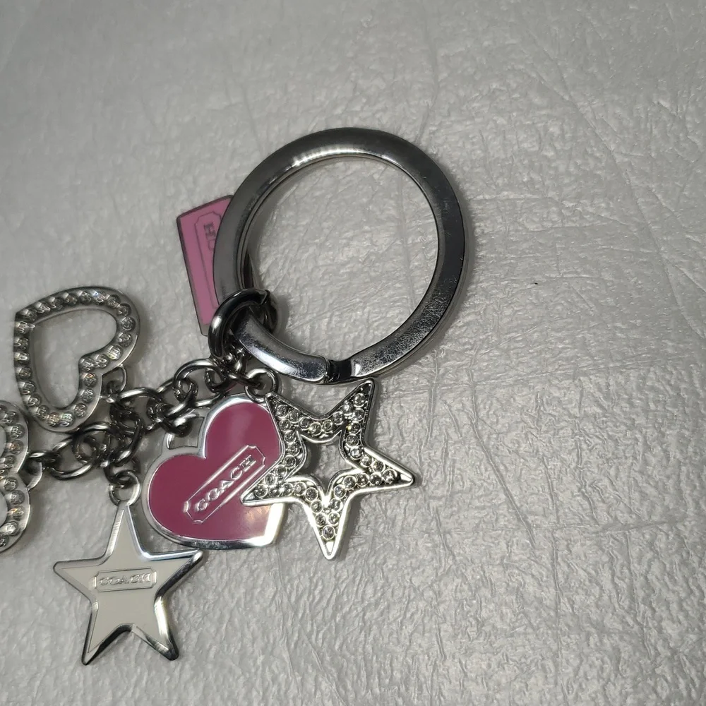 Coach Pink and White Heart Star Key Card Holder - Picture 2 of 4